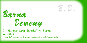 barna demeny business card